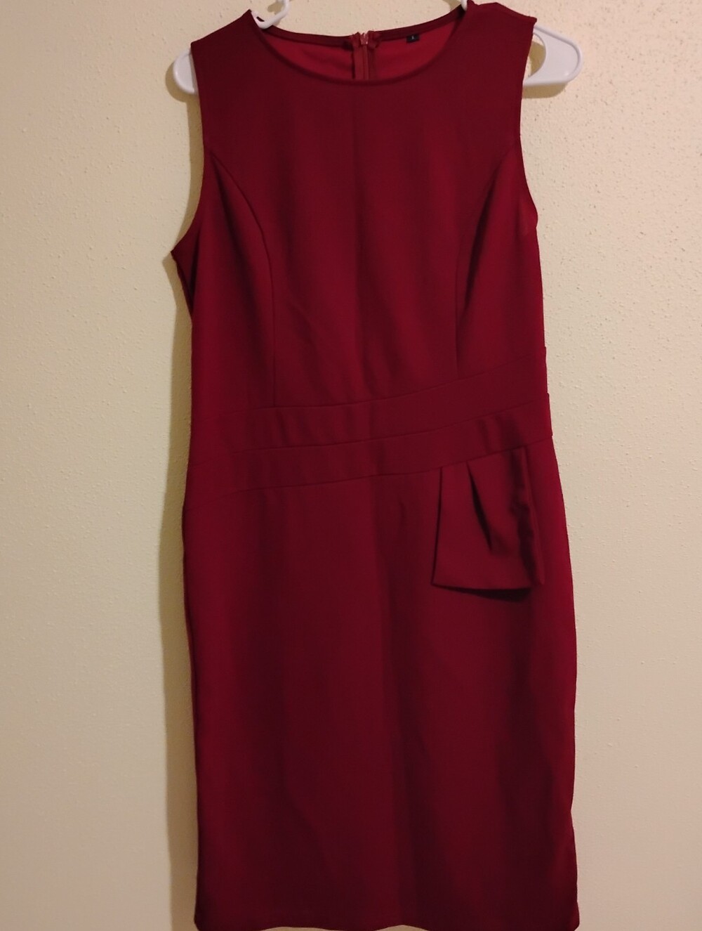 Sleeveless Burgundy Sheath Dress - Women's Dress